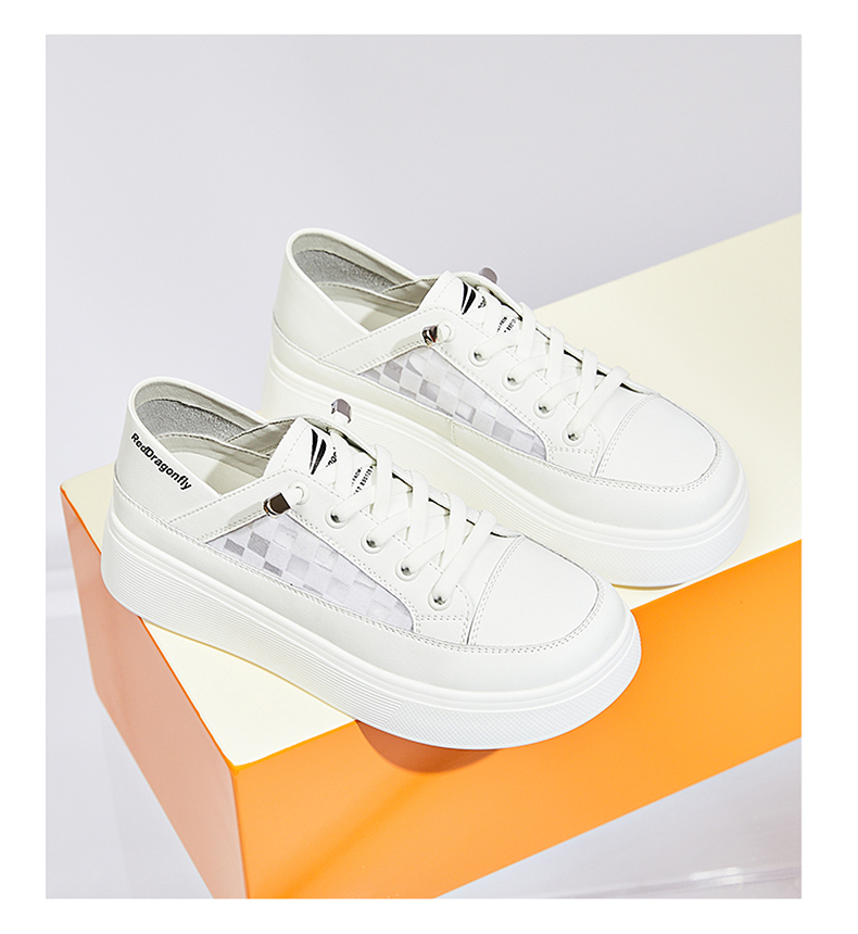 红蜻蜓小白鞋女鞋夏季新款薄款网面透气百搭韩版时尚板鞋子女轻便松糕