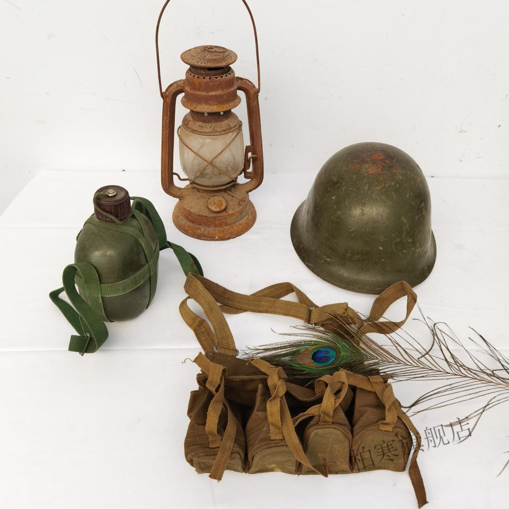 怀旧老物件 革命老物件行军壶钢盔冲锋号红色文化纪念品战地电话怀旧