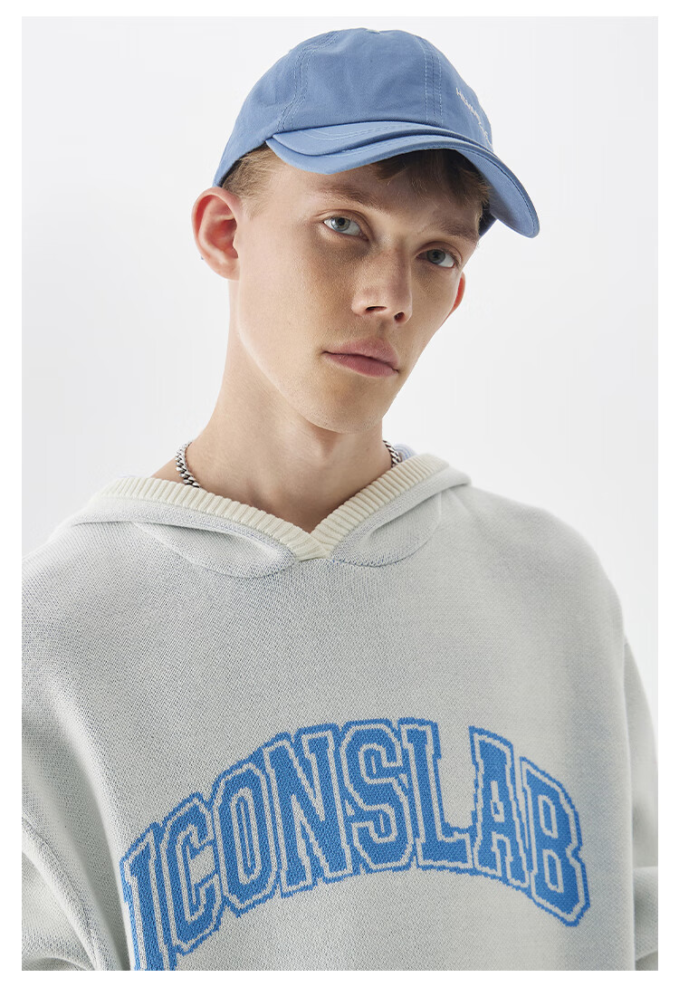 iconslab联名ssur plus 美式拱形字母宽松连帽毛衣卫衣男女款潮牌