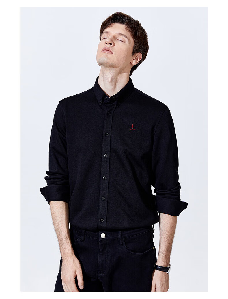 navigare意大利小帆船长袖衬衫男秋季纯色轻磨毛柔软舒适保暖休闲衬衣