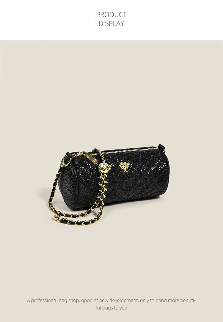 米缇·贝蒂米缇贝蒂2022新款珍珠鱼子酱竹筒包pu车缝线拉链女包单肩包