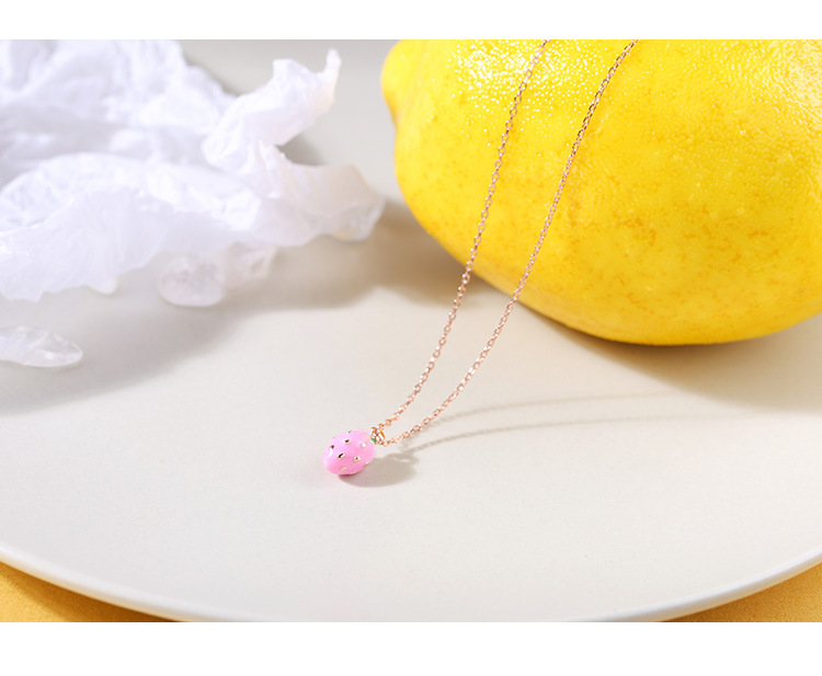 小草莓项链女韩版简清新锁骨链ins少女心网红chic颈链 玫瑰金 925银