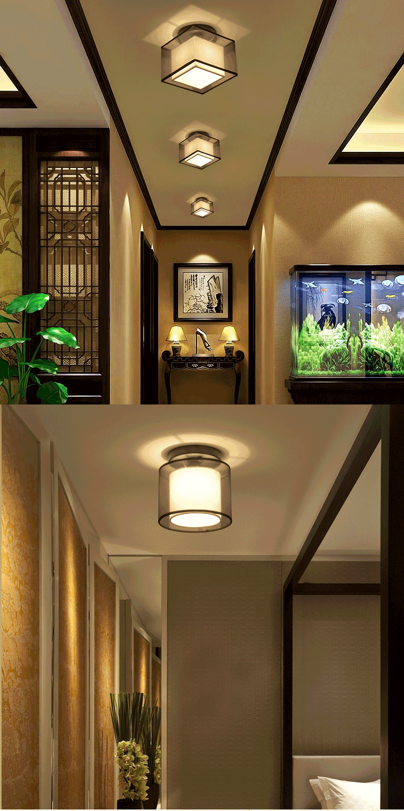 仕宇新中式吸顶灯门厅玄关灯简约古典圆形过道灯现代走廊阳台卧室灯具