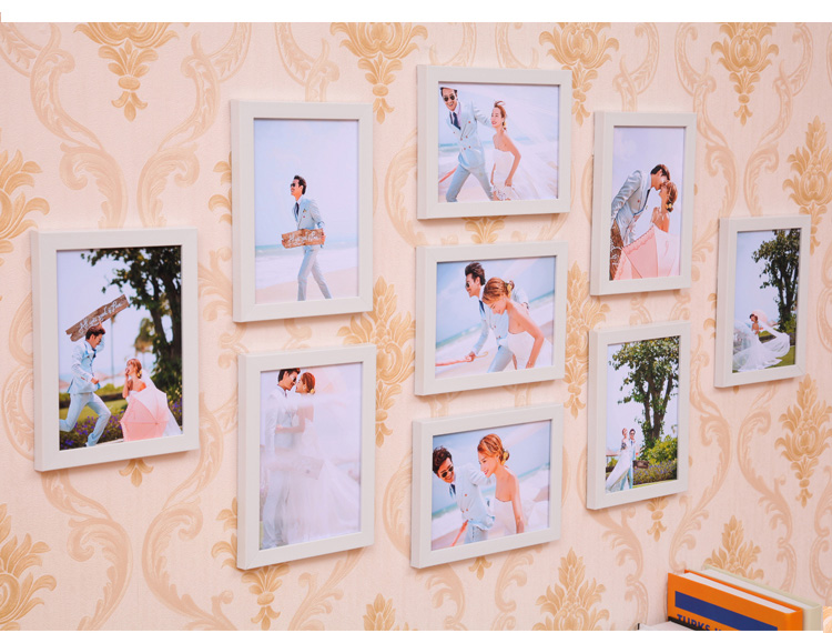 照片墙相框组合一体全7寸九宫格婚纱挂墙创意客厅相片现代装饰画像框
