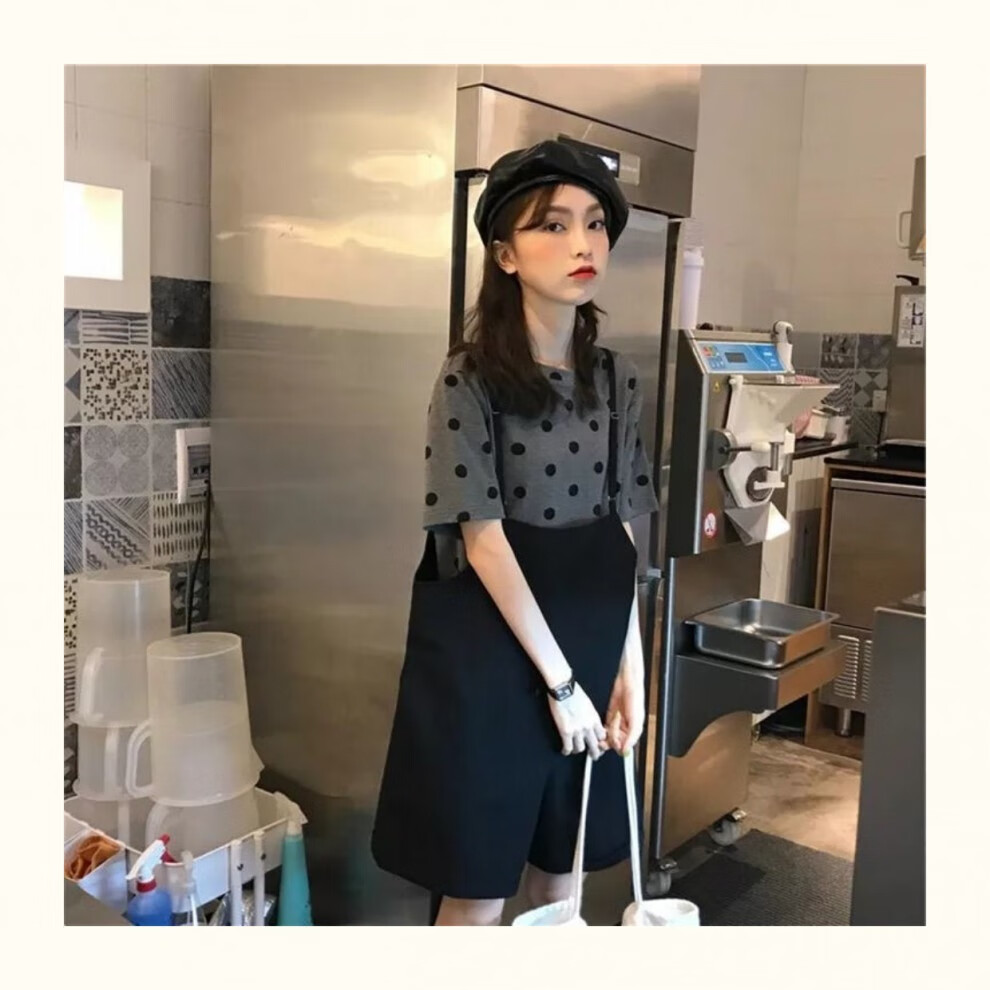 微胖型女孩穿搭梨形苹果沙漏型身材大胸妹子女孩夏季胖mm显瘦背带套装