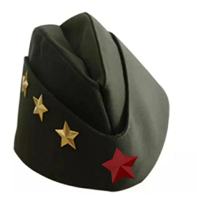 苏联帽水兵舞俄罗斯苏联船型广场舞演出船形帽尖顶黄五角星帆布船帽
