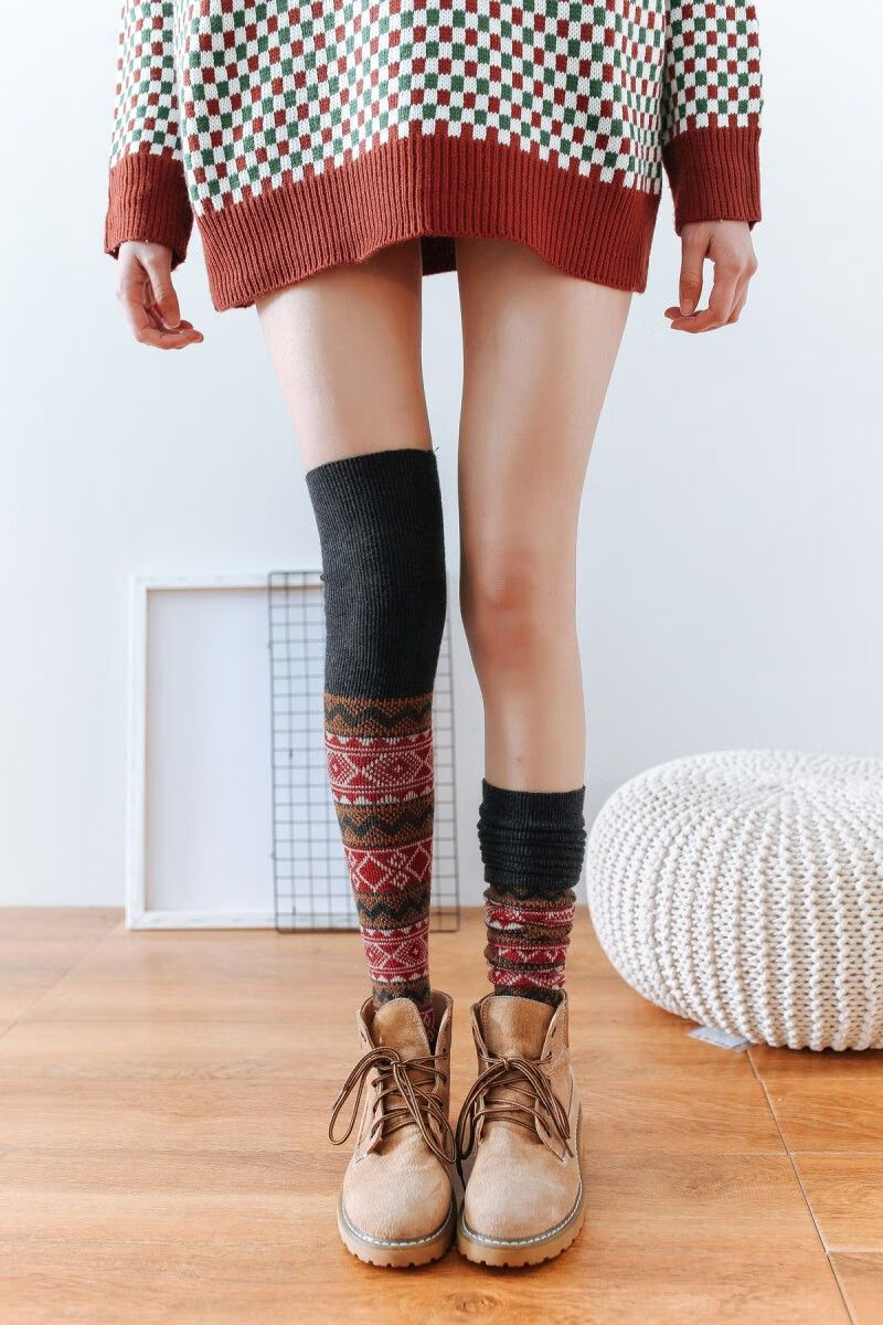 禾佳成 高筒女过膝春显瘦加长护腿袜护膝靴套长筒踩脚袜筒 深灰 踩脚