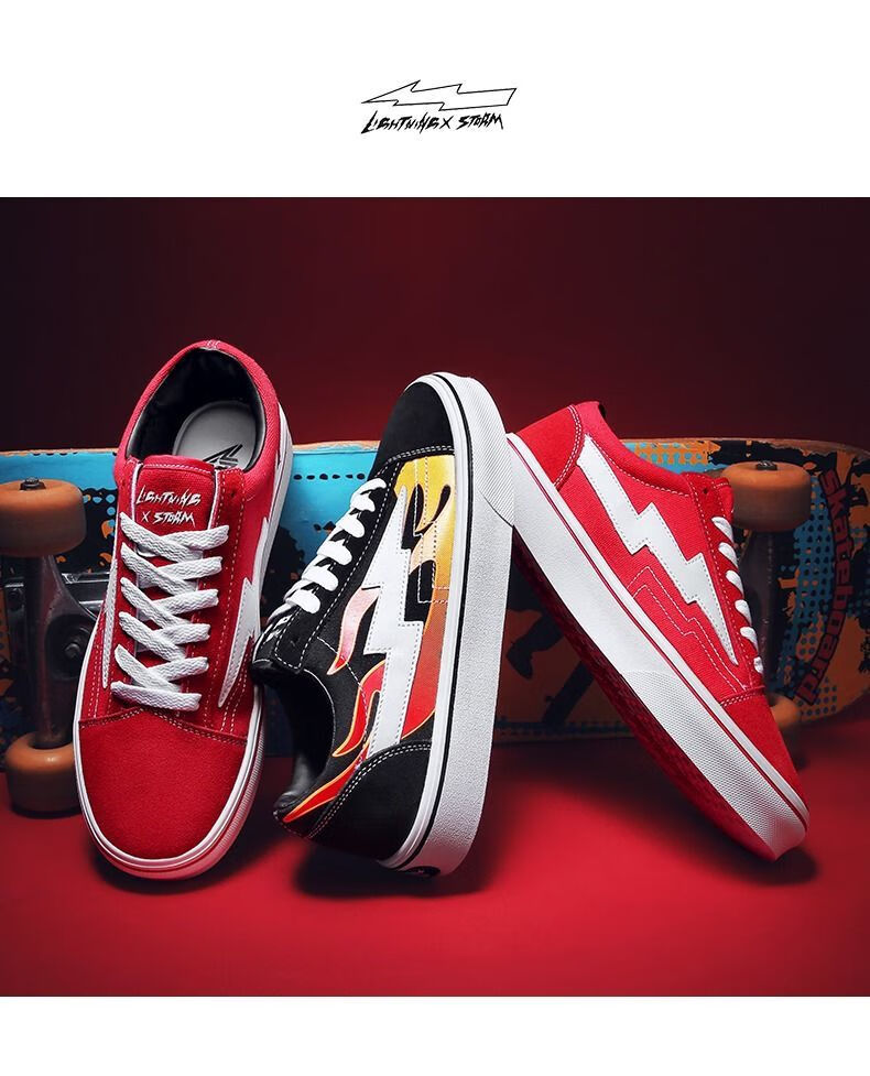 闪电风暴鞋帆布女鞋情侣款板鞋男生运动鞋复仇风暴闪电鞋休闲鞋奢主义