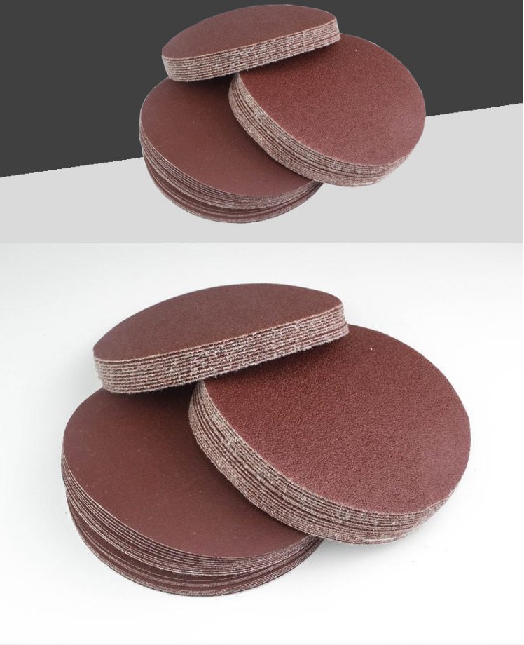 4寸5寸6寸7寸9寸植绒圆盘红砂纸打磨砂皮自粘沙纸打磨背绒抛光片打磨