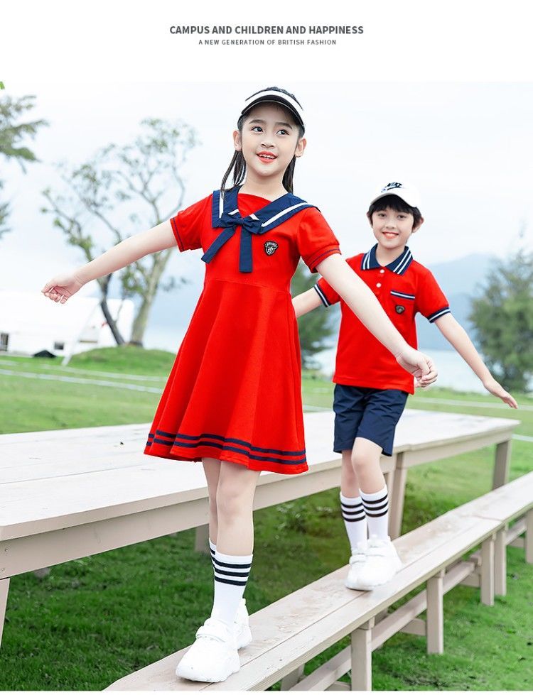 teaegg 幼儿园园服夏装儿童校服学院风小学生夏季套装班服合唱表演服