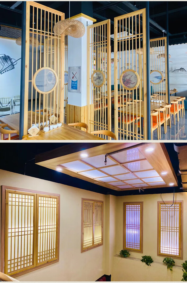 新中式屏风隔断实木花格玄关镂空卧室装饰客厅入户进门日式木格栅