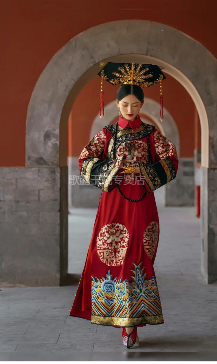 清朝吉服故宫摄影古董衣古装演出服延禧攻略同款服装满族皇后装款式七