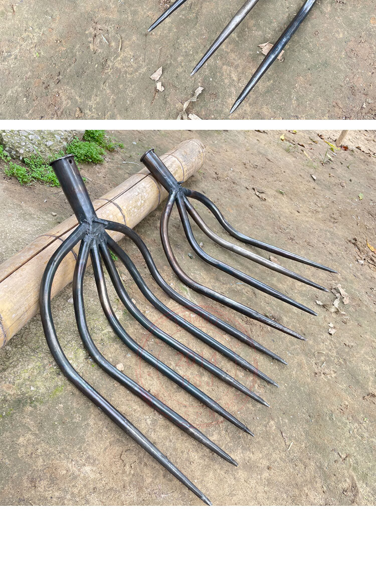 钢叉农用钢叉四五齿铁叉打场挑柴火翻废料清垃圾加厚粗大号草叉子 四