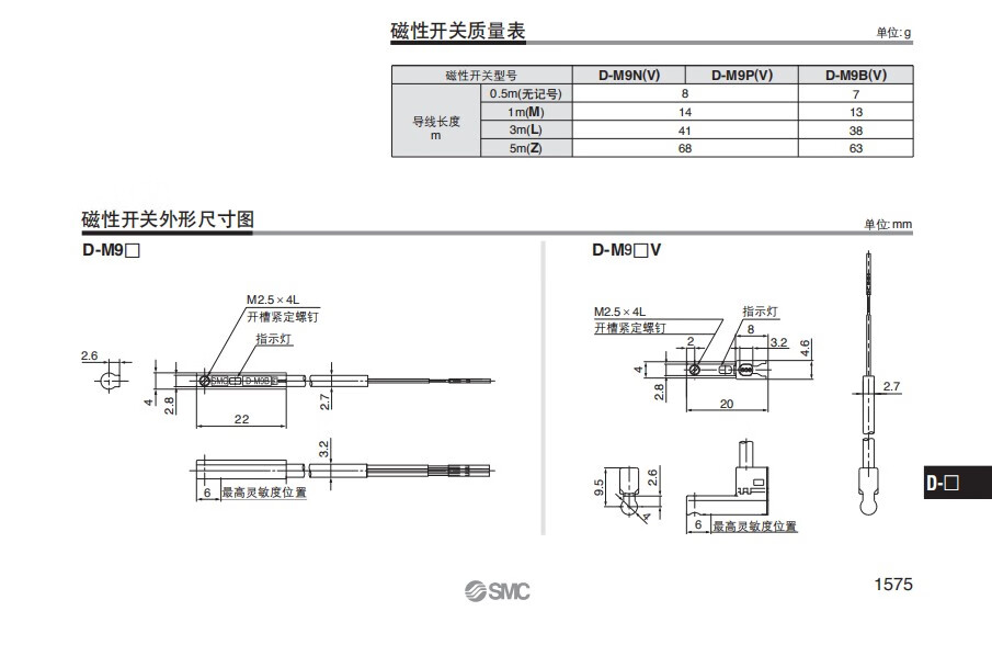 smc磁性开关d-m9b d-m9n d-m9p d-m9bv d-m9nv d-m9bl d- d-m9b 0.