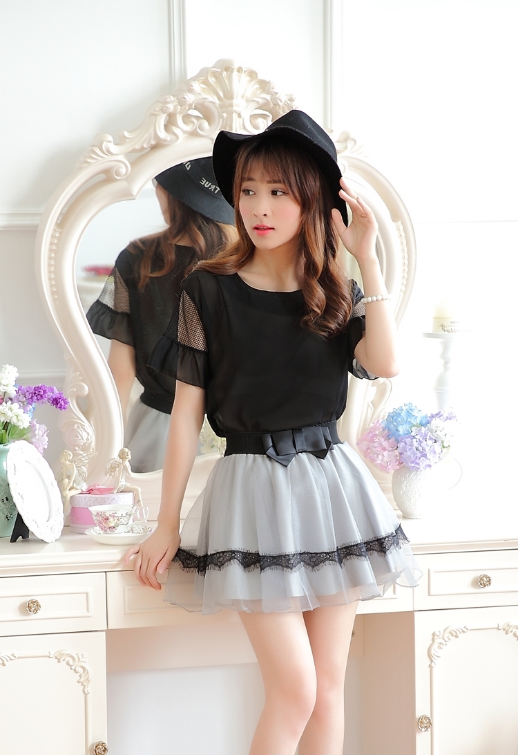 安全3层网纱女生半身裙春夏季松紧腰防走光蕾丝a字短裙图腾s码7590斤