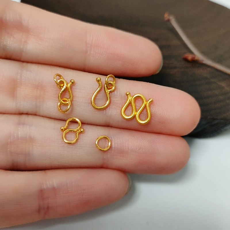 黄金s扣w扣m字扣手链项链连接扣999足金搭扣diy手链扣头挂扣配件康嘉