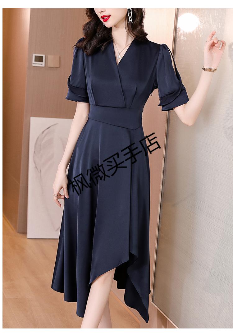 皮尔卡丹轻奢高档品牌女装醋酸面料连衣裙夏季女士高端气质洋气设计感