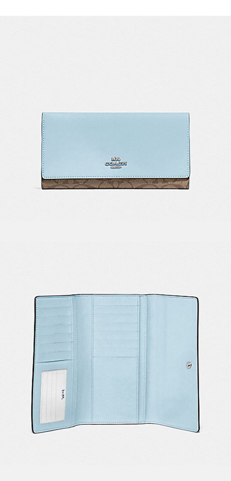 coach蔻驰女士手拿包印花皮质长款手拿包零钱包 f88029iml72深棕配