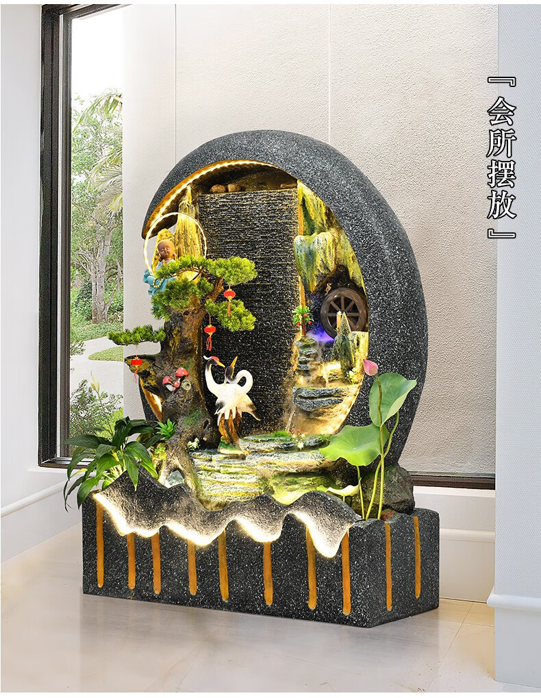 入户花园庭院水幕墙流水屏风摆件装饰水景墙流水墙假山景观中式款 188