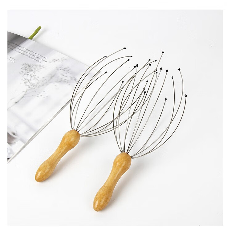 灵魂提取器手动头部按摩爪日本木质八爪鱼灵魂提取器抓头皮抽取摄取