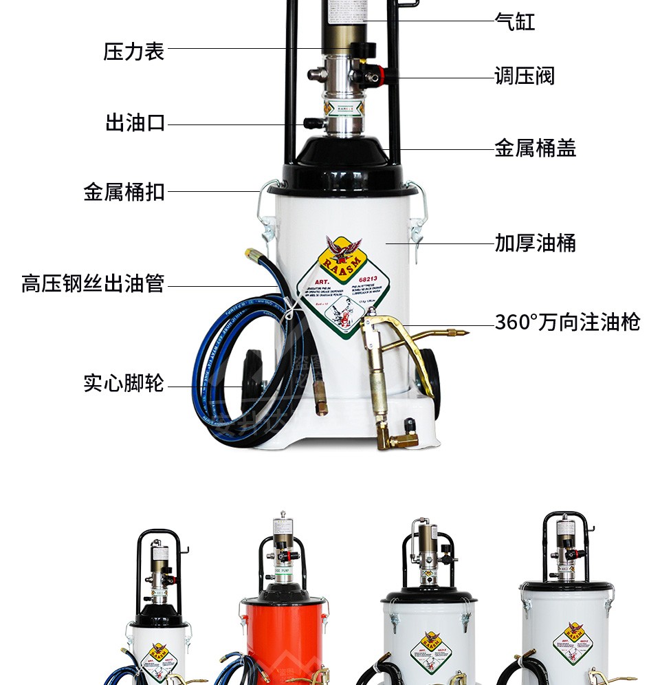 气动黄油枪高压注油器打黄油泵加注抢汽动小型气压气动黄油机 608标配