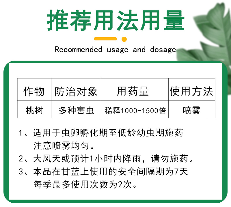 桃树专用药果树蚜虫药红蜘蛛潜叶蛾食心虫天牛介蚧壳虫杀虫剂农药200g