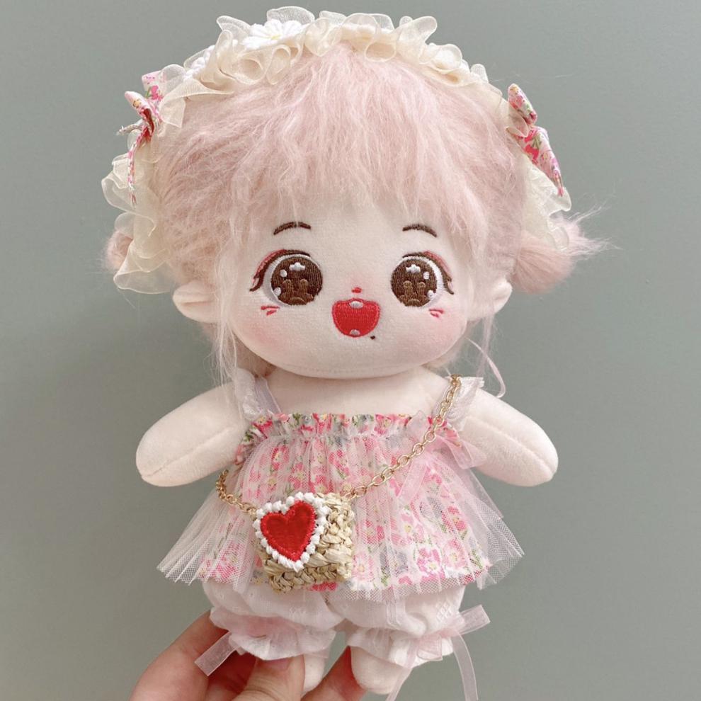 棉花娃娃女娃裸 20cm碎花吊带裙套装娃娃衣服无属性正常体胖胖体可穿 