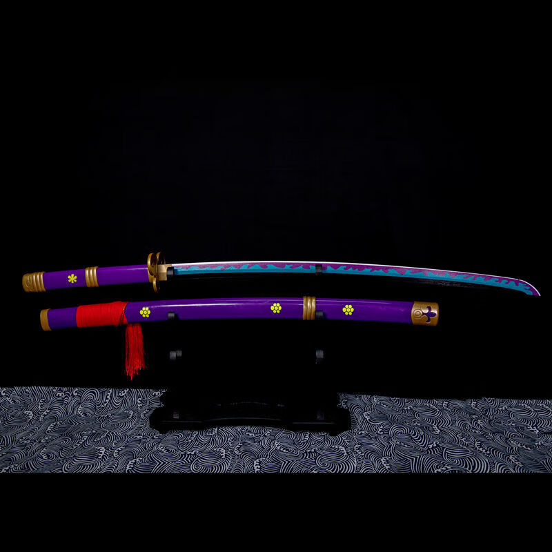 万代bandai海贼索隆三刀流黑刀秋水和道一文字黑阎魔鬼彻cos木质道具