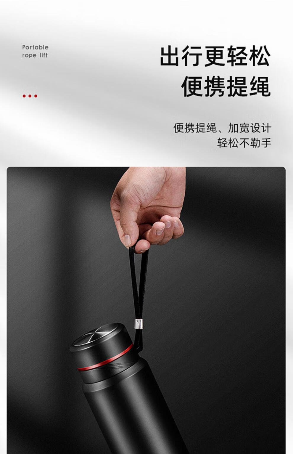 富光悠乐保温杯大容量男女便携茶杯1000ml水杯户外运动不锈钢 黑色