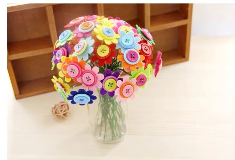 手工扣彩色树脂纽扣手工diy材料包多彩钮扣花幼儿园装饰小扭扣子