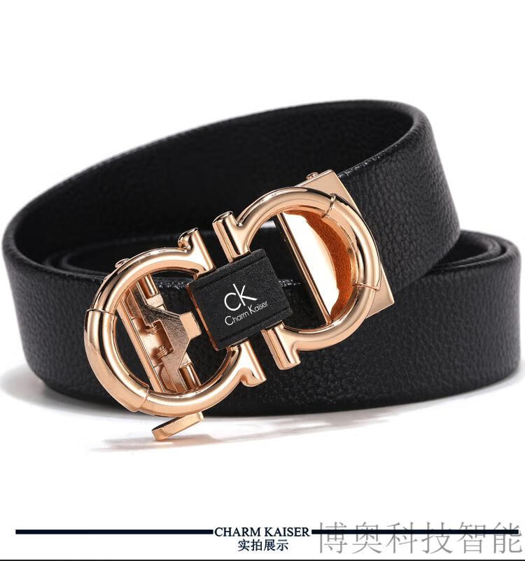 ck皮带小皮带男潮自动扣腰带年轻小伙百搭裤带学生男式皮带ckbbt金色