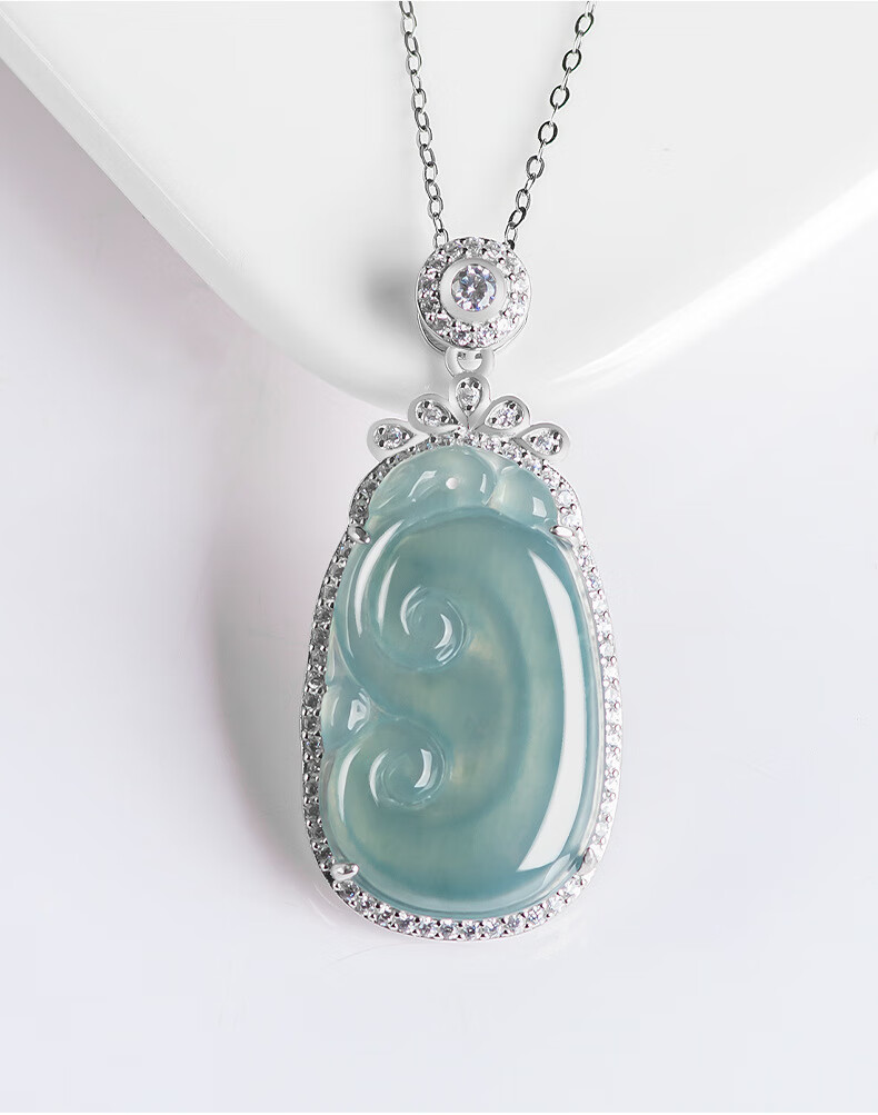 翡翠如意吊坠 含银链【图片 价格 品牌 报价】-京东