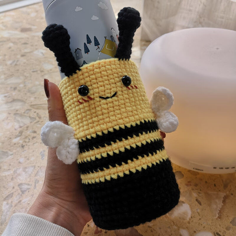 水杯套材料包手工diy钩针毛线自编织保温杯保护套可爱防烫送教程 抖音