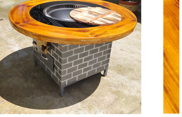 柴火鸡灶台农家乐铁锅炖桌子餐桌地锅鸡灶商用东北大锅台燃气饭店 0.