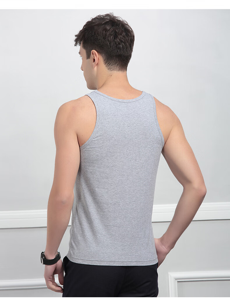 恒源祥男士纯棉吊带背心全棉中年青年老年运动薄款款休闲男人背心 1件