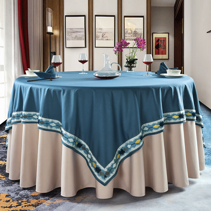 中式餐厅桌布中式纯色酒店圆桌台布饭店餐厅圆桌布家用餐布会所布艺