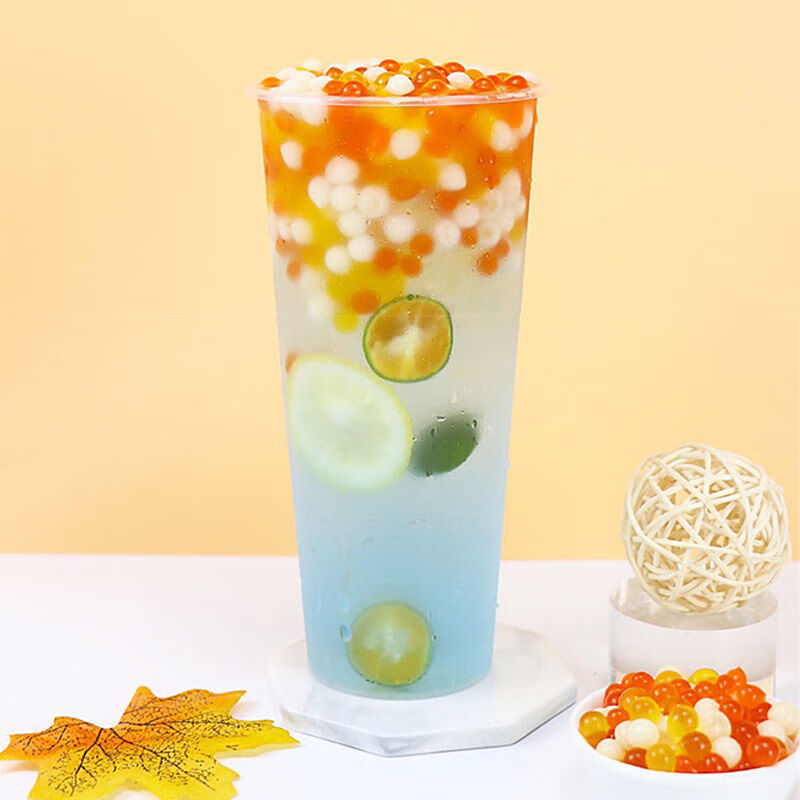 水晶果彩色椰果奶茶店专用椰果粒桶装珍珠布丁原料椰果肉 瓶装圆形