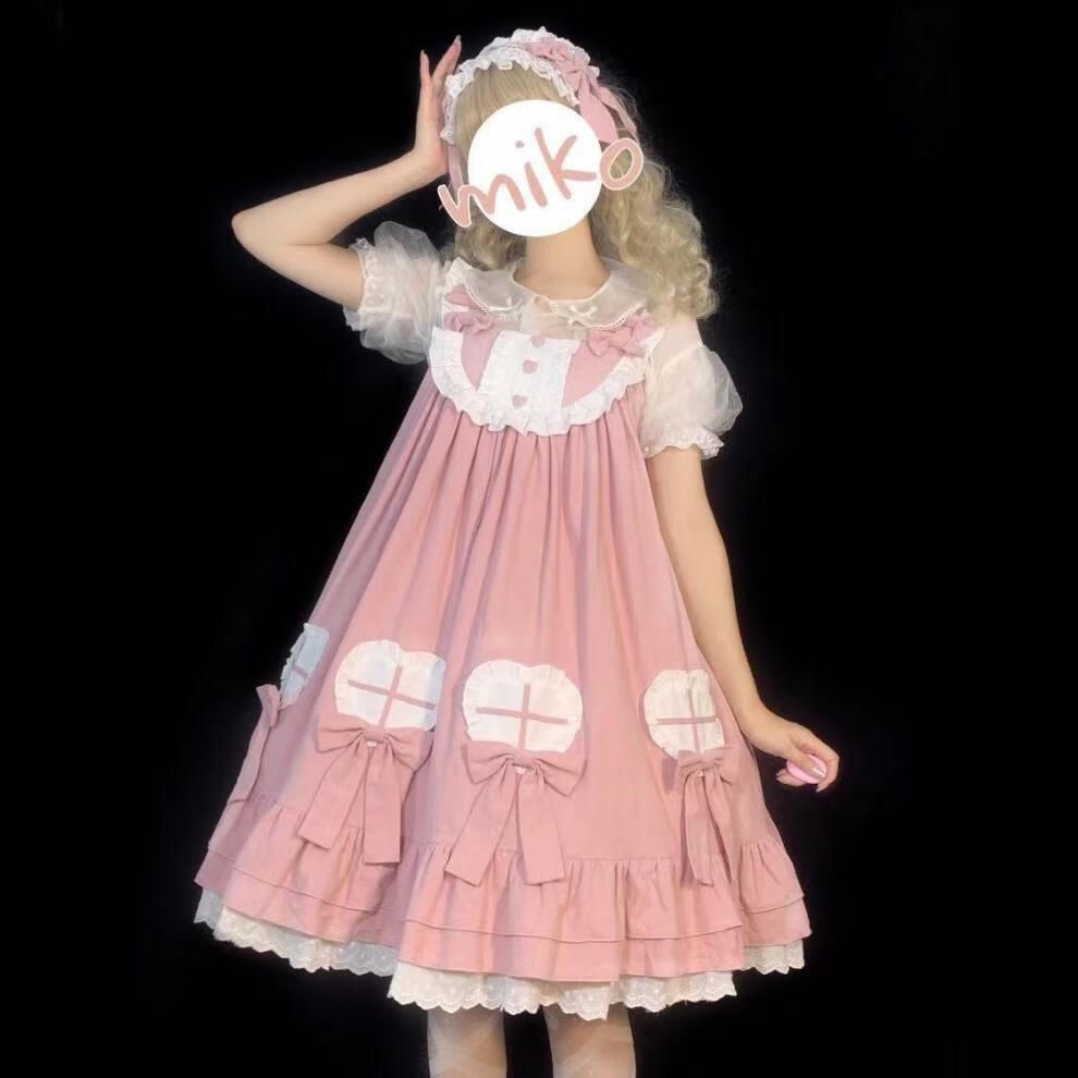洛丽塔裙子全套装女lolita连衣裙子纯棉秋冬公主长袖甜美洋装 【粉色