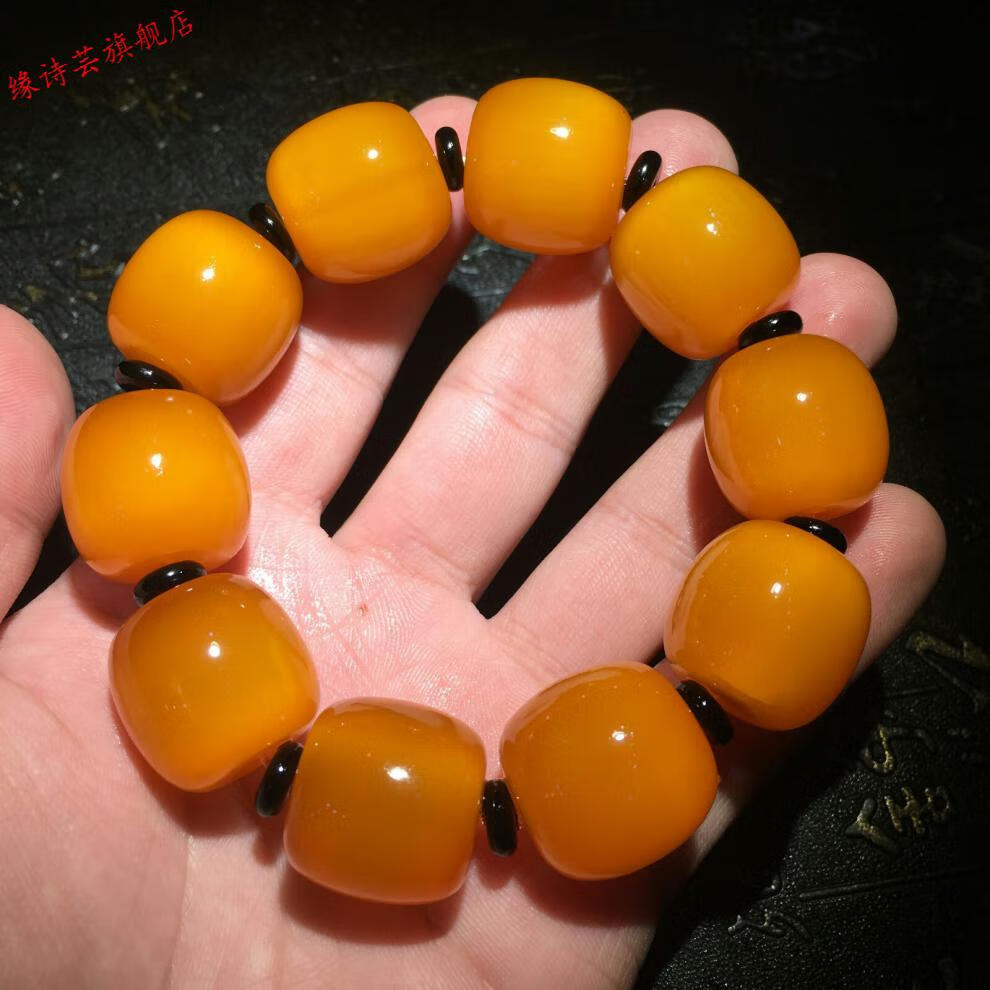 缘诗芸金色甲手链山龟甲壳桶珠手串男士文玩饰品珠子尺寸1616mm12颗