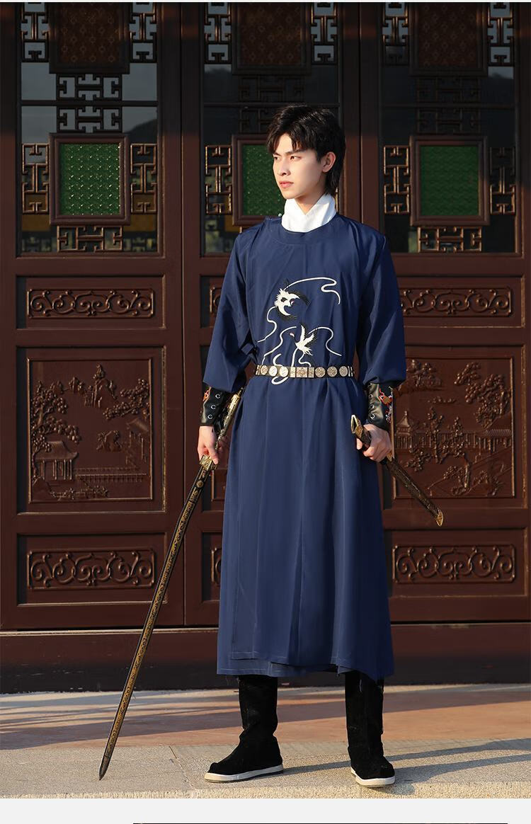 窕妮中国风宋制汉服男款原创汉服男宋制圆领袍刺绣花古风侠客帅气公子