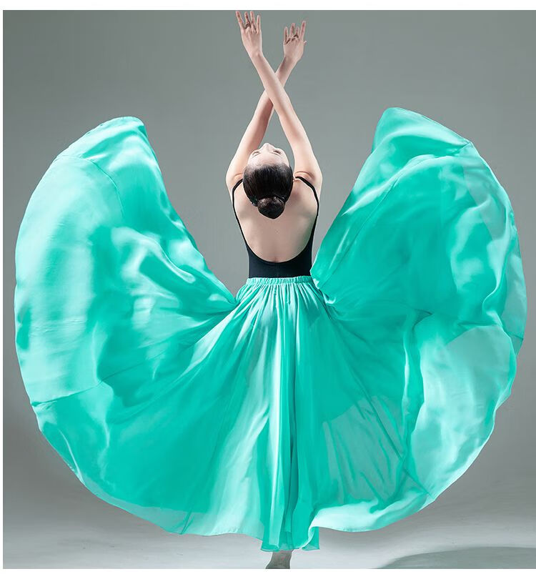 新疆舞大摆裙新疆舞720度大摆裙舞蹈演出服黑色裙子不含上衣85长180渡