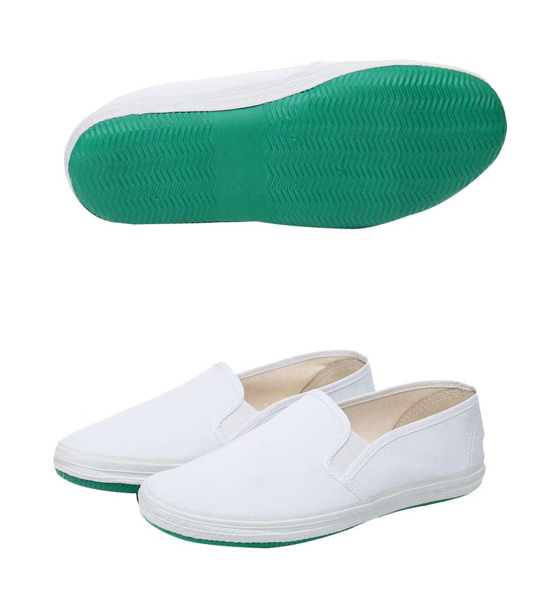 白布鞋食品厂小白鞋工作鞋食品工厂车间防滑透气男女松紧小白祥宇白