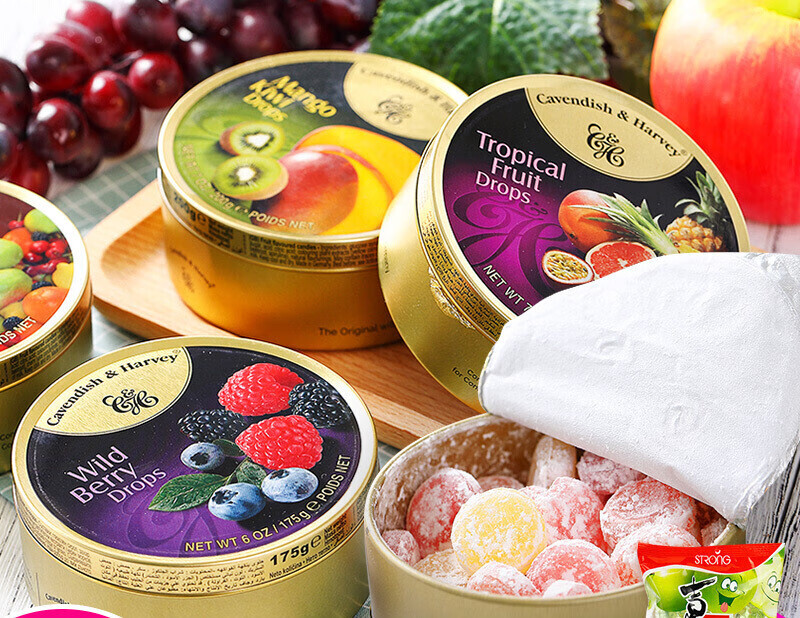 德国嘉云糖罐装什锦四季水果糖果零食盒装mixedfruitdrops金罐什锦浆
