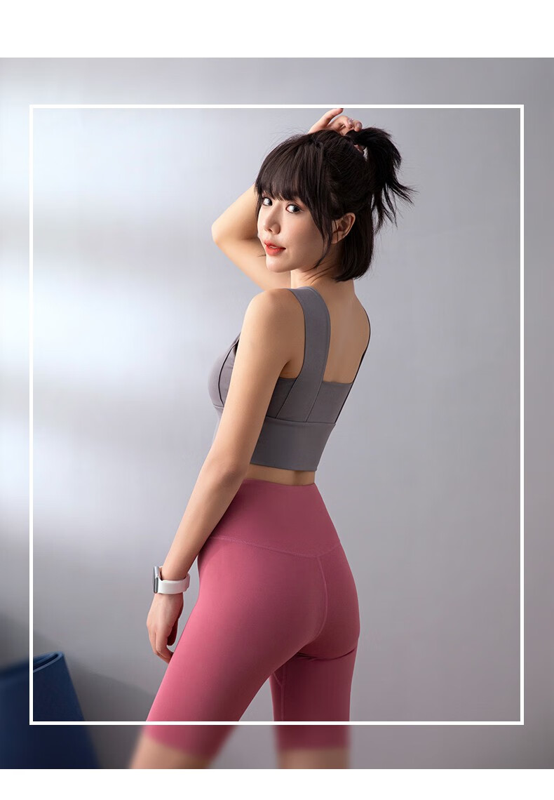 健身裤女蜜桃高腰提臀五分紧身裤骑行短裤跑步运动瑜伽服健身套装女夏