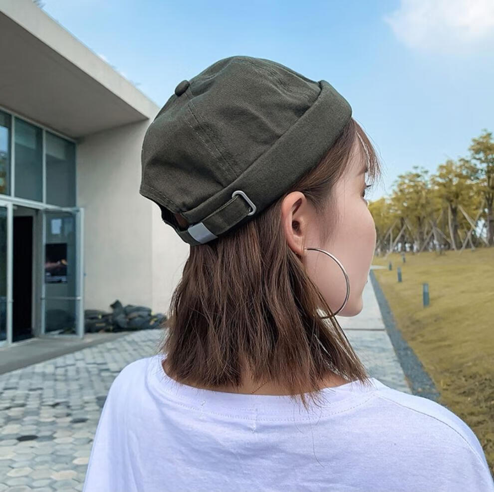 瓜皮帽无边女夏季帽子男瓜皮帽日系地主帽韩版街头潮人嘻哈帽无檐女