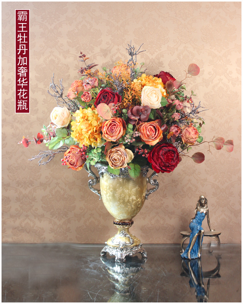 仿真花假花别墅样板房客厅绢花装饰花茶几餐桌花高端花束摆件霸王牡丹