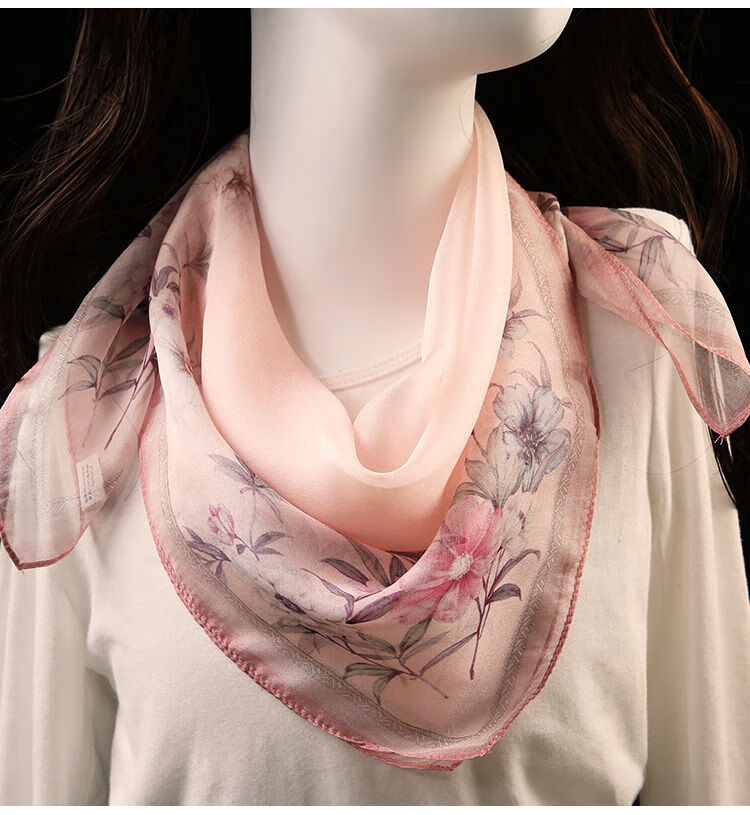 玳琪桑蚕丝丝巾夏季薄款小围巾真丝小方巾女防晒纱巾春秋护颈时尚印花