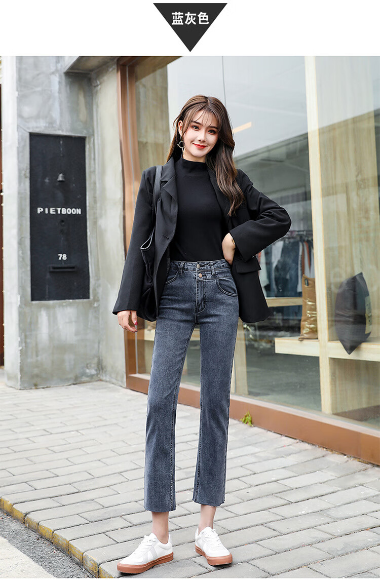 牛仔裤女直筒宽松高腰显瘦显高春季款2020新款黑色chic烟管女裤子