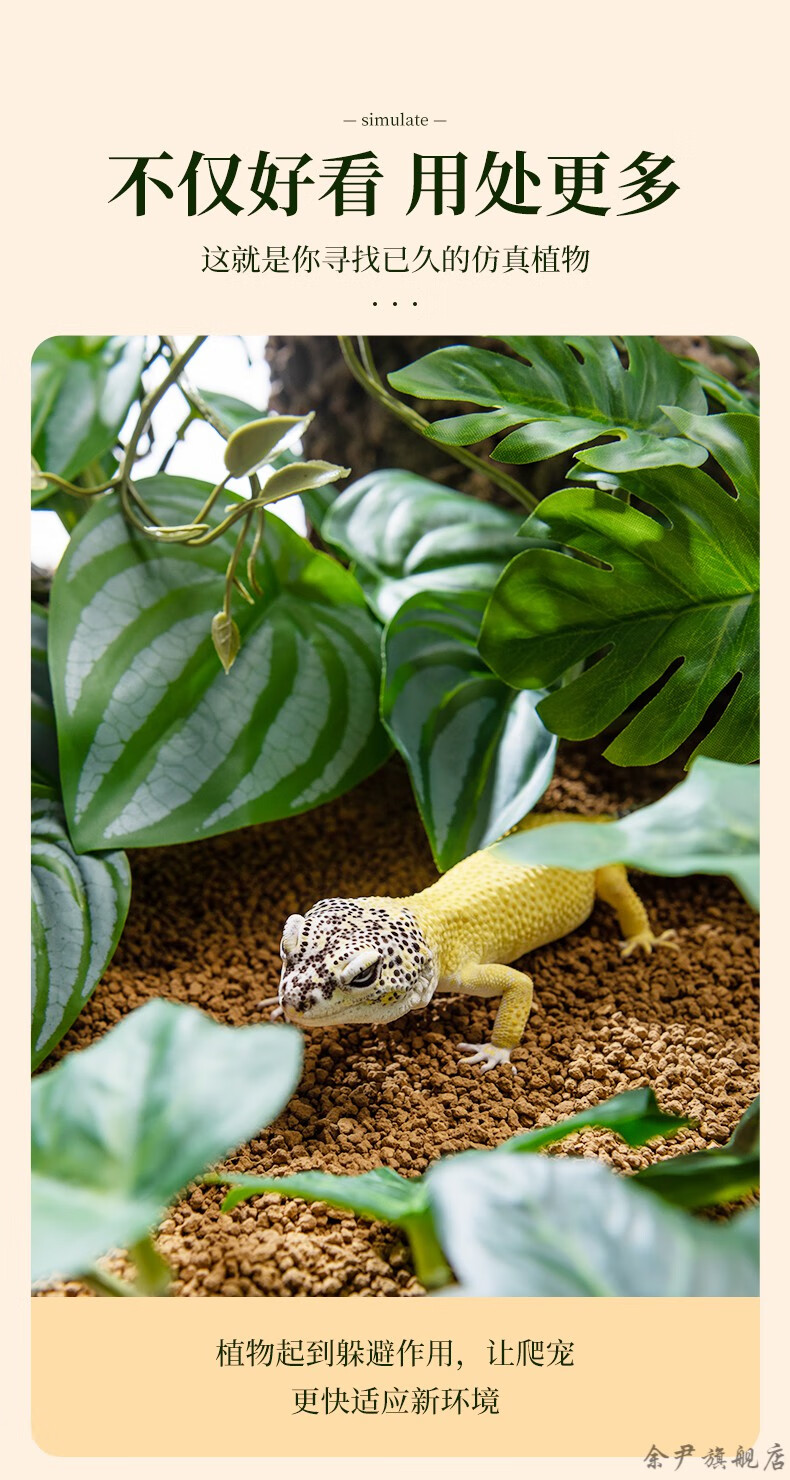 睫角守宫垫材蓝玻璃树蛙爬虫仿真造景植物雨林缸装饰蜥蜴变色龙饲养箱