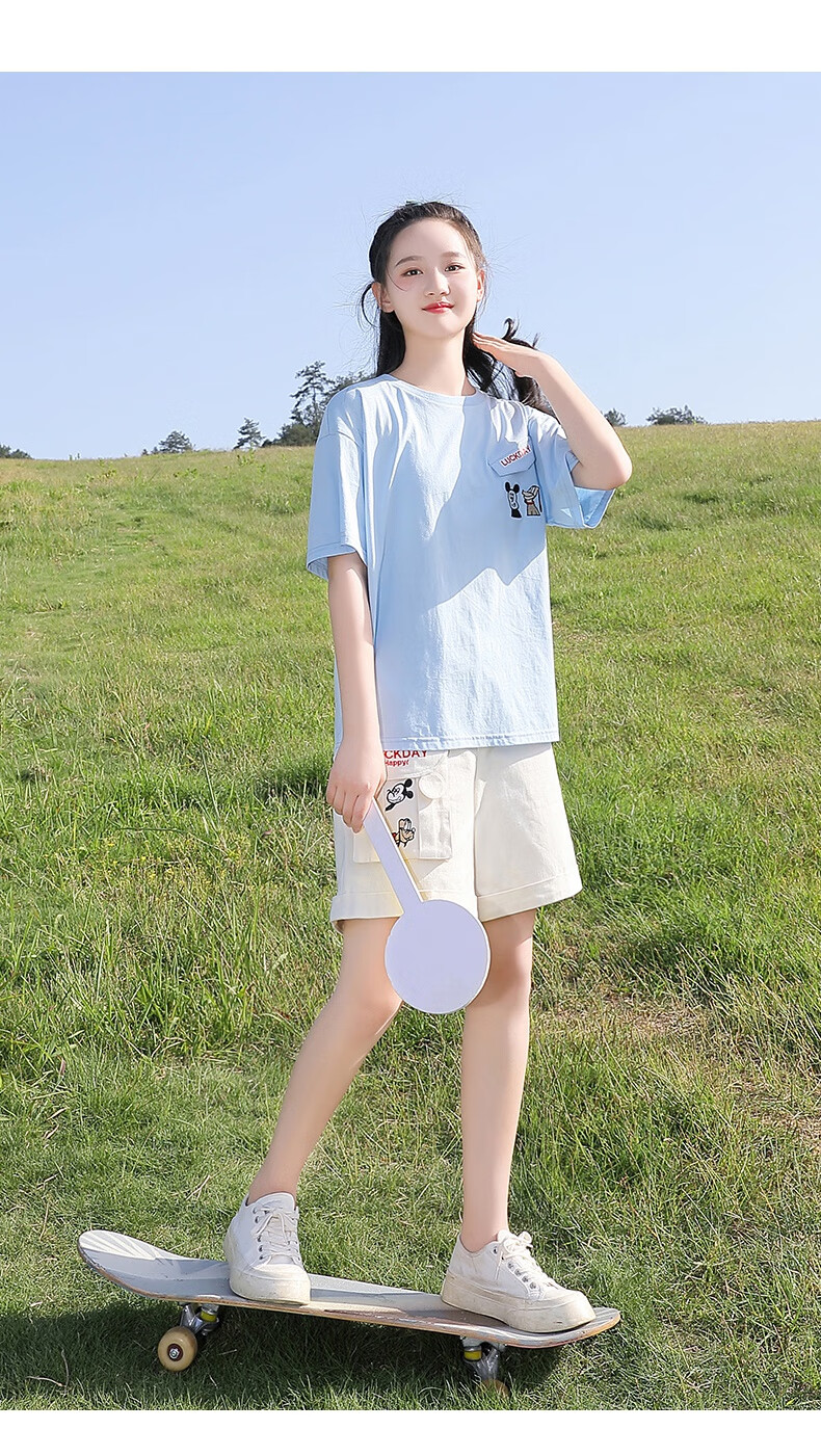夏季女大童宽松t恤初中学生短袖少女夏装高中女生体恤学院风好质量擎